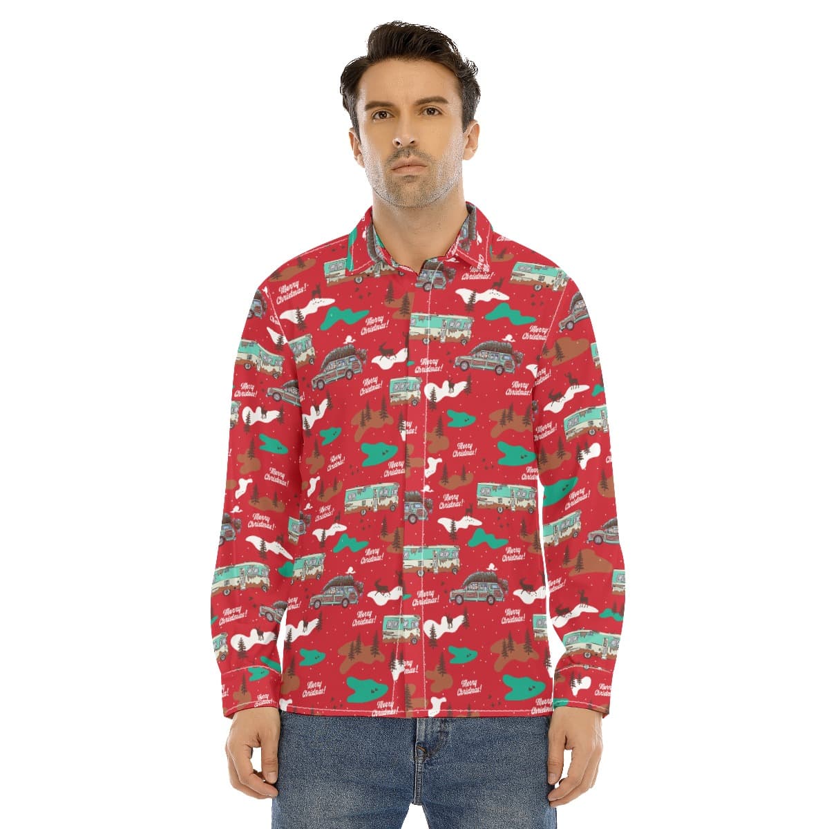 Men’s Christmas Vacation Long Sleeve Hawaiian Shirt (1)