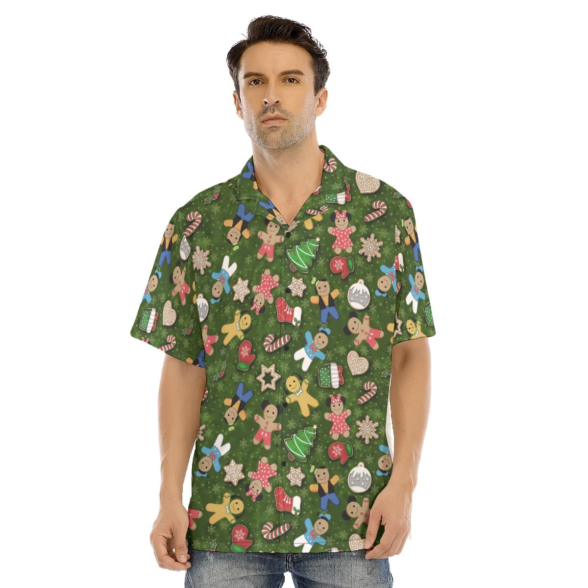 Men’s Colorful Gingerbread Christmas Hawaiian Shirt (1)