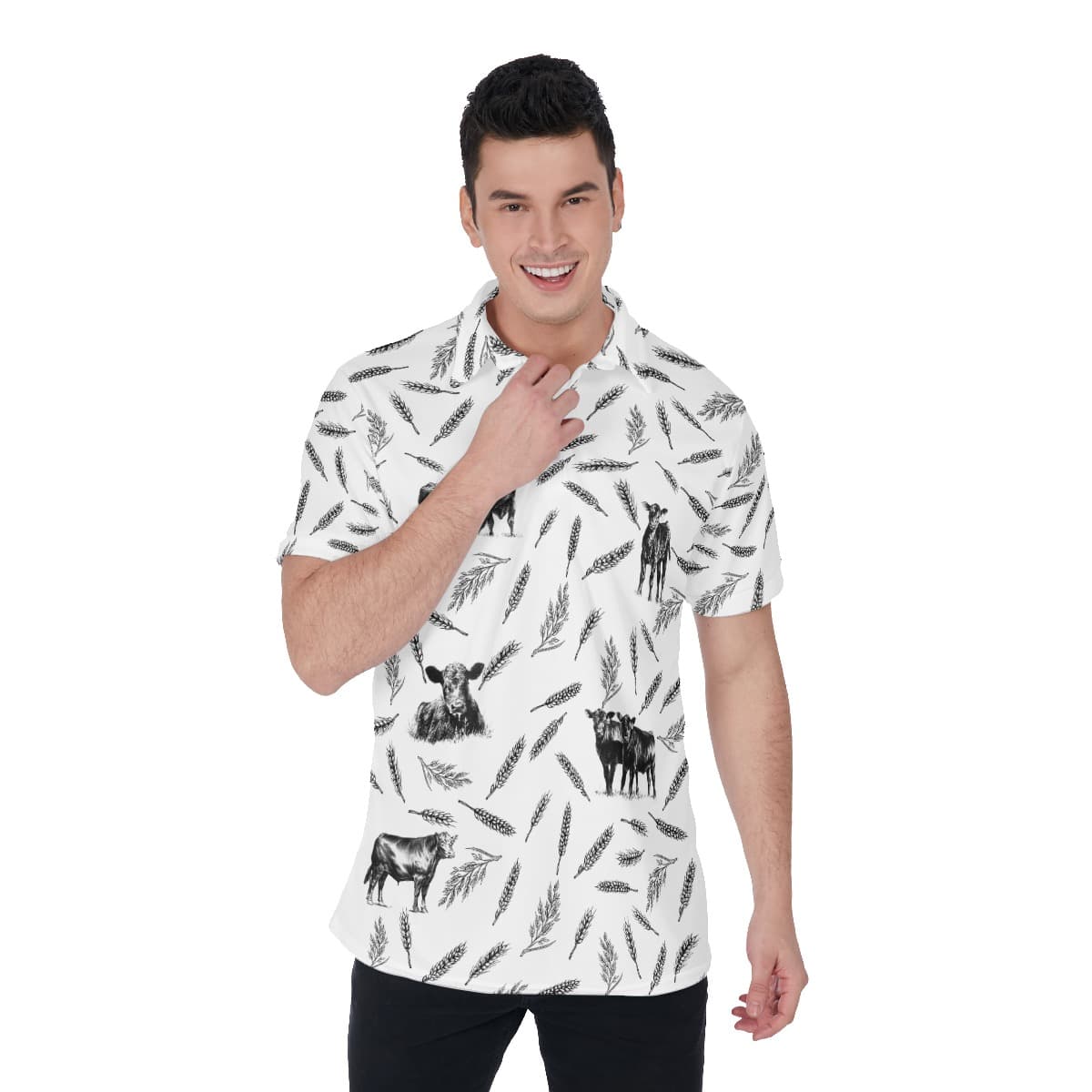 Men’s Cool Cow Hawaiian Polo Shirt (1)
