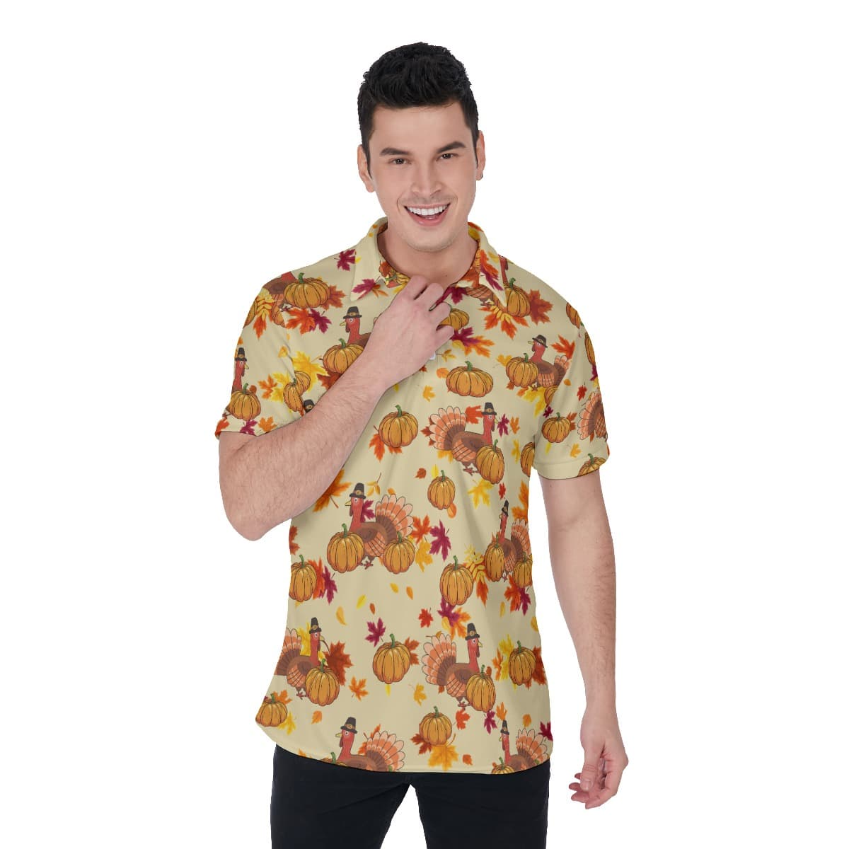 Men’s Cool Turkey Thanksgiving Polo Hawaiian Shirt (1)