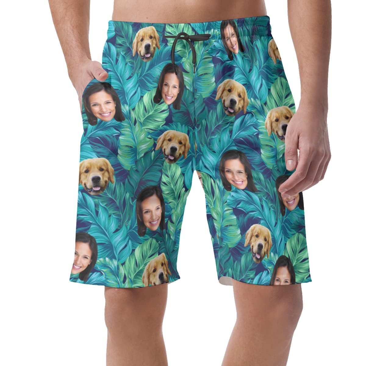 Men’s Custom Dog And Face Hawaiian Shorts (1)