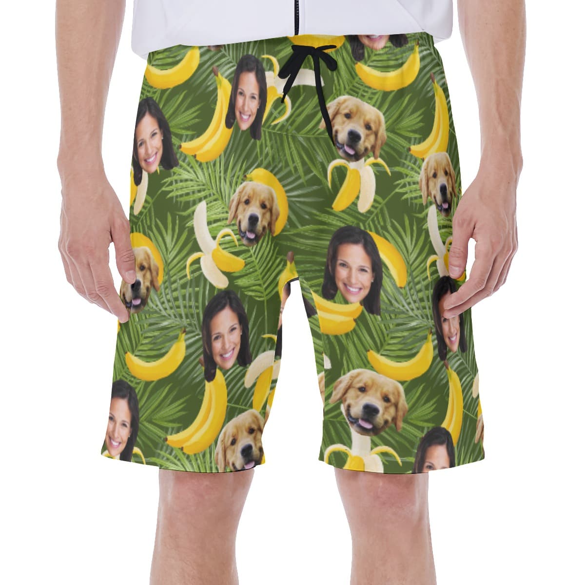 Men’s Custom Face And Pet Hawaiian Beach Trunks (1)