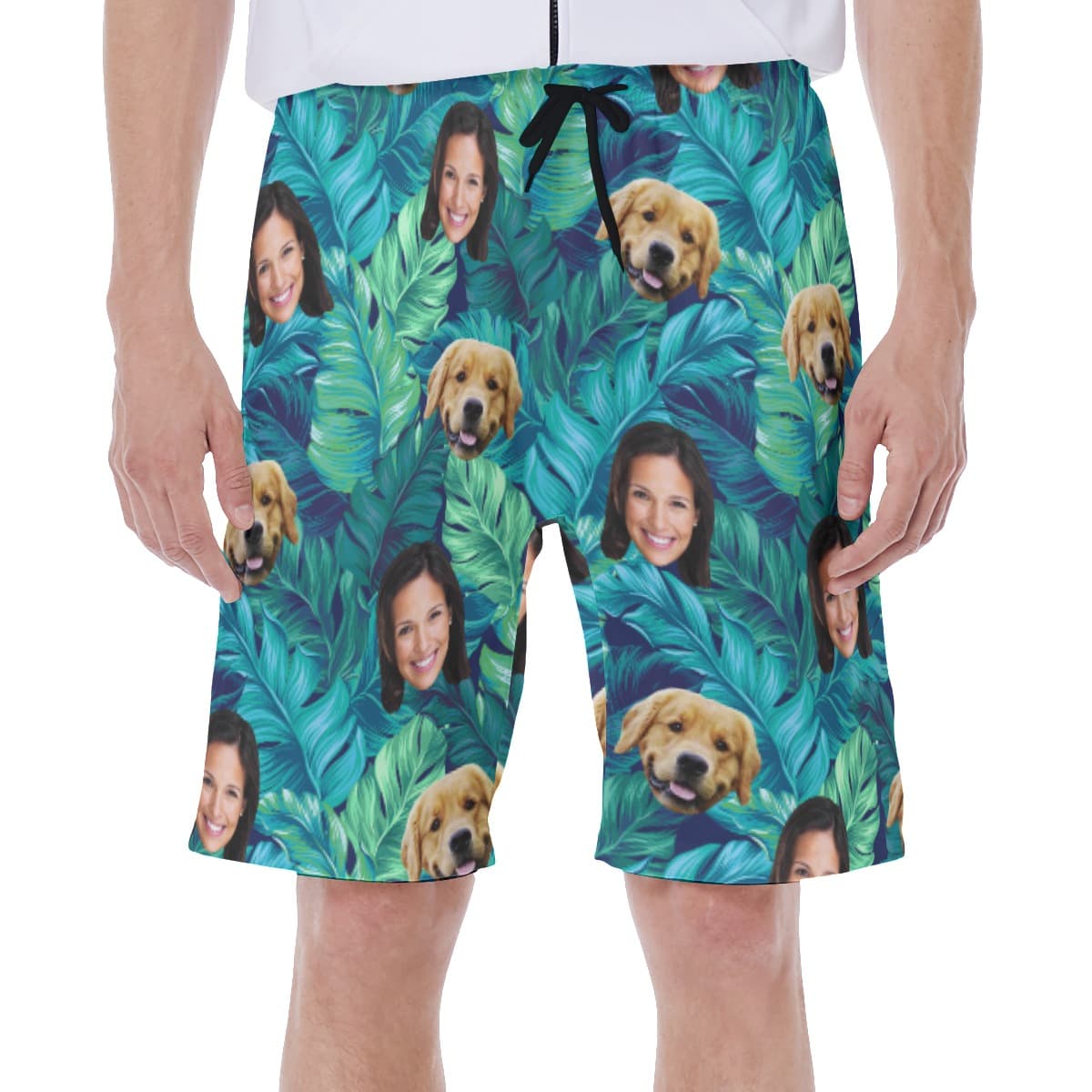 Men’s Custom Face And Pet Tropical Hawaiian Beach Trunks (1)