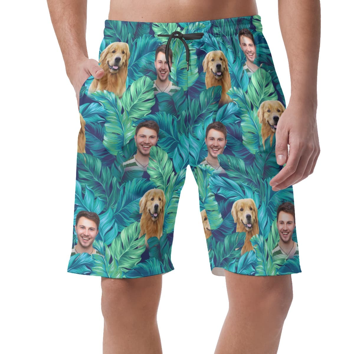 Men’s Custom Face Hawaiian Shorts With Your Dog (1)