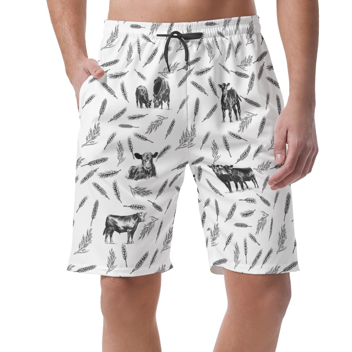 Mens-Cute-Cow-Hawaiian-Beach-Shorts (1)
