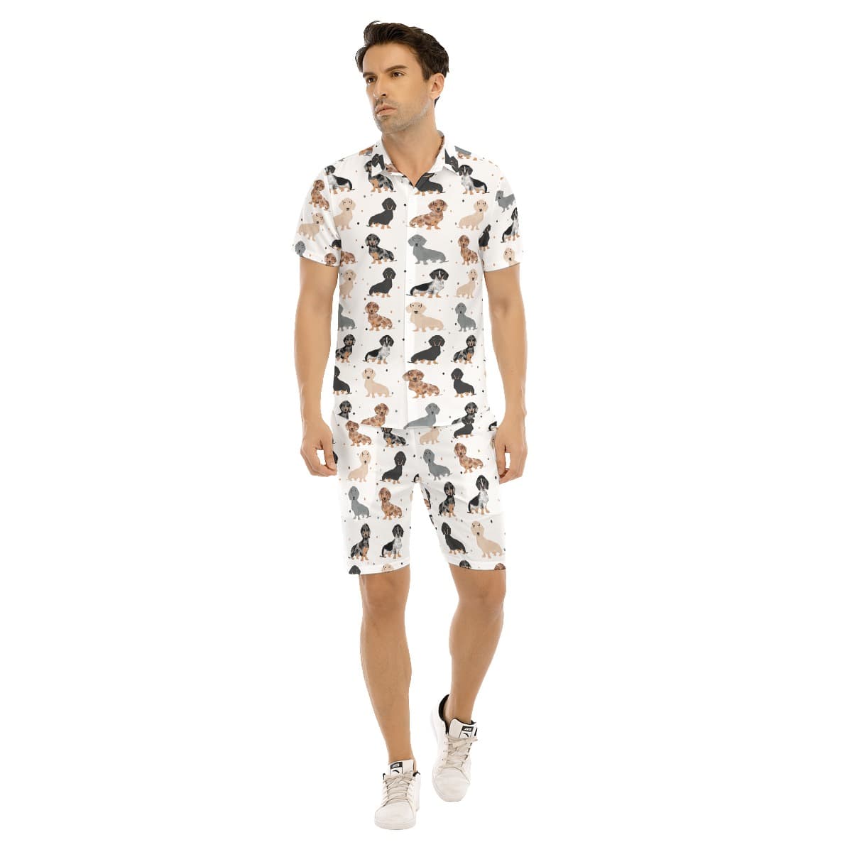 Men’s Dachshund Cool Dog Hawaiian Shirt Set (1)