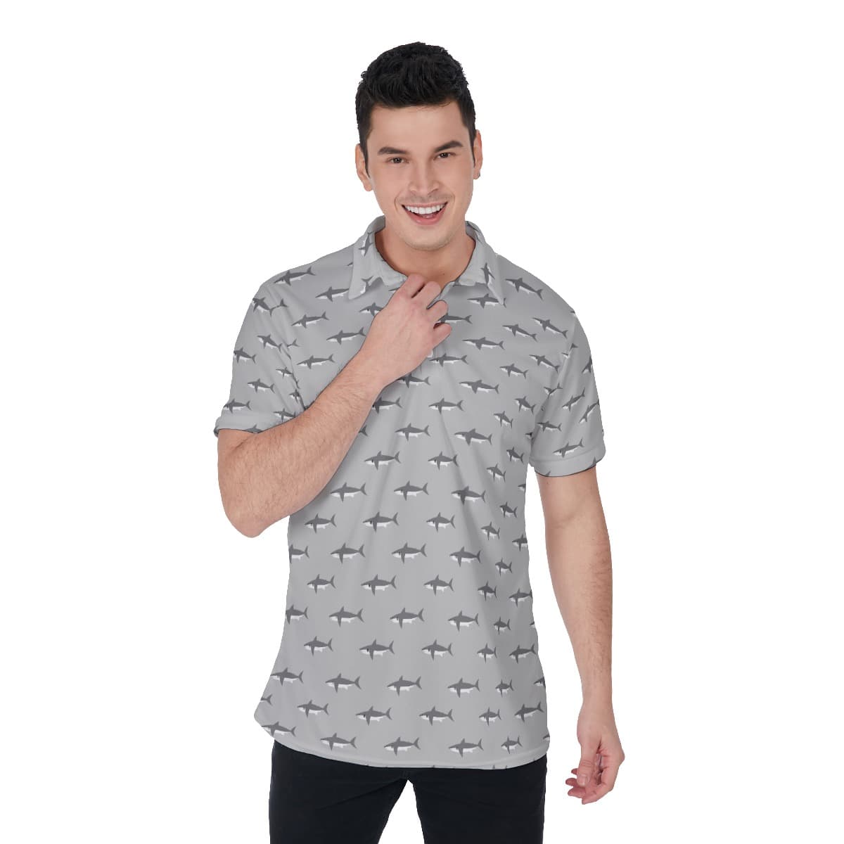 Men’s Daddy Shark Hawaiian Polo Shirt (1)