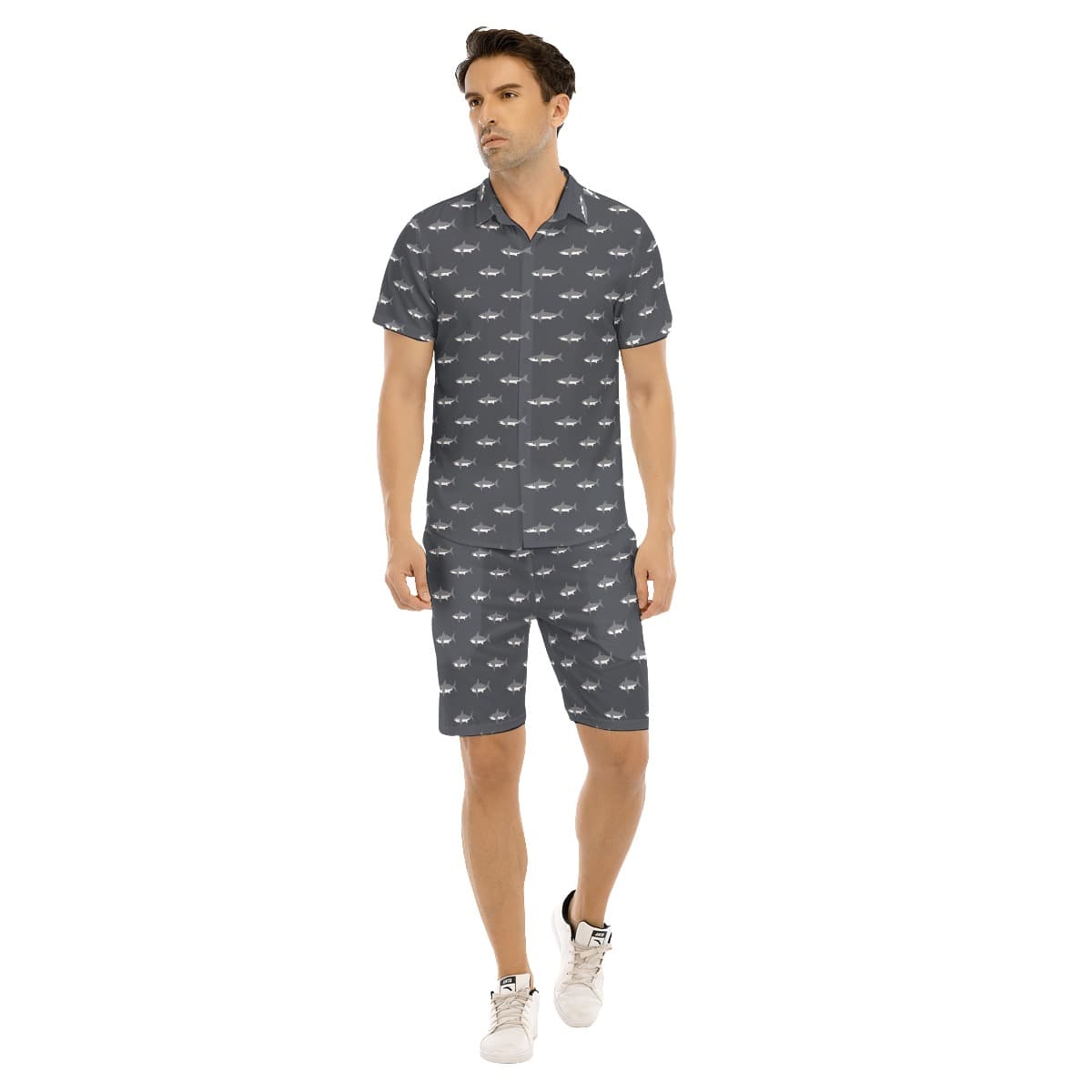 Men’s Daddy Shark Hawaiian Shirt And Shorts (1)