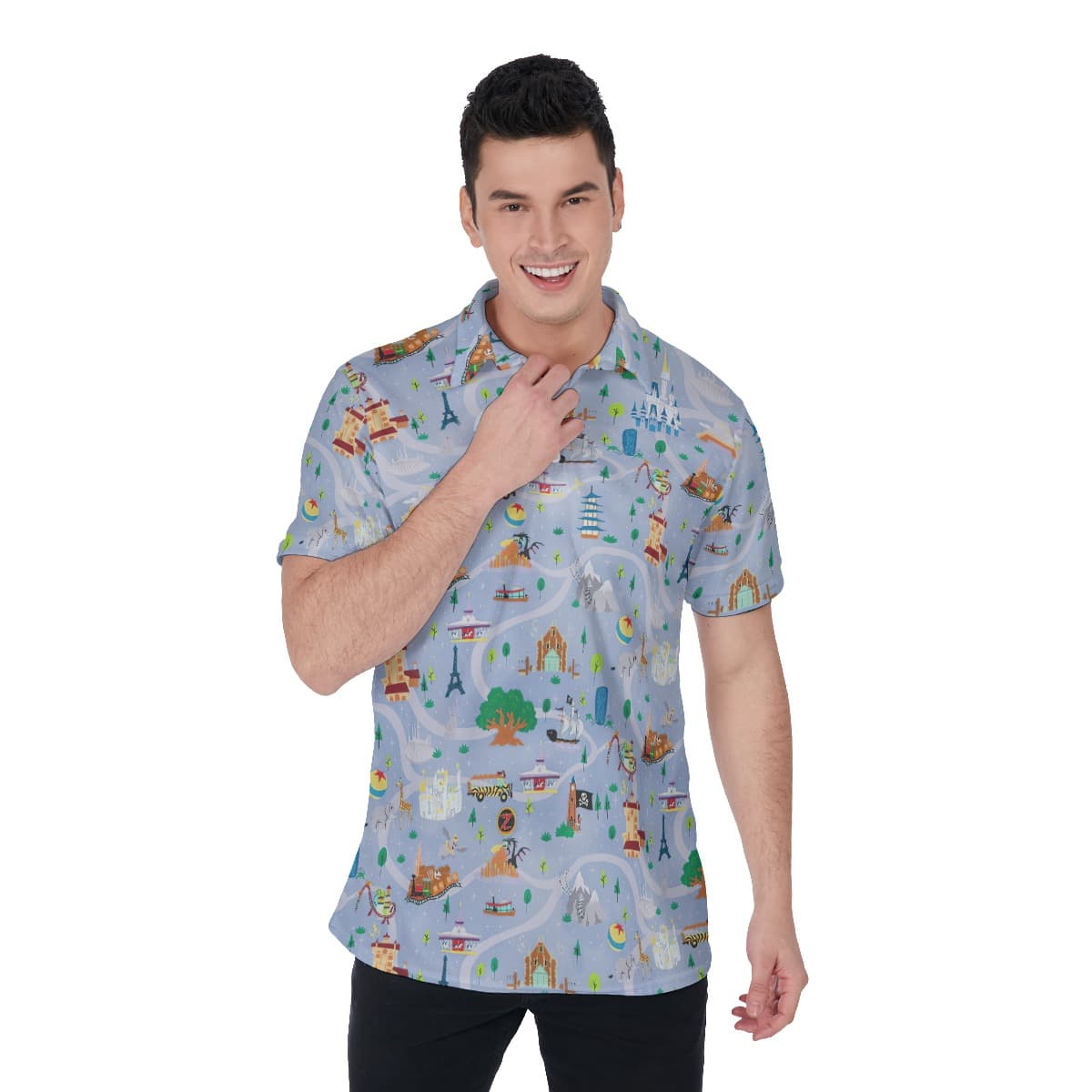 Men’s Fascination Kingdom Purple Polo Hawaiian Shirt (1)