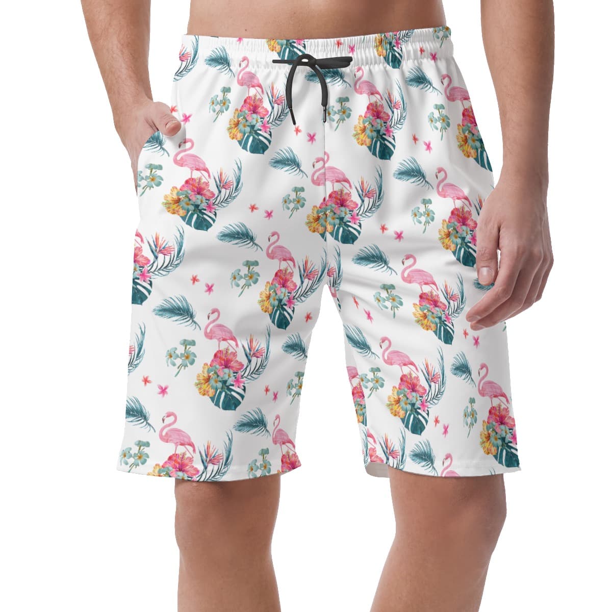 Men’s Flamingo Tropical Hawaiian Beach Shorts (1)
