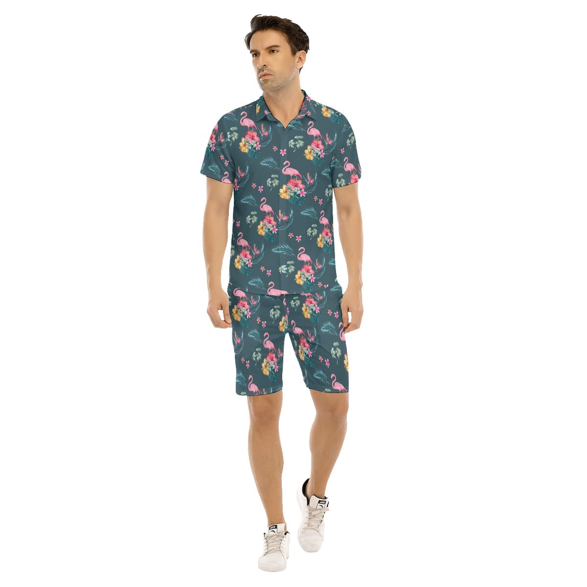 Men’s Flamingo Tropical Hawaiian Shirt And Shorts (1)