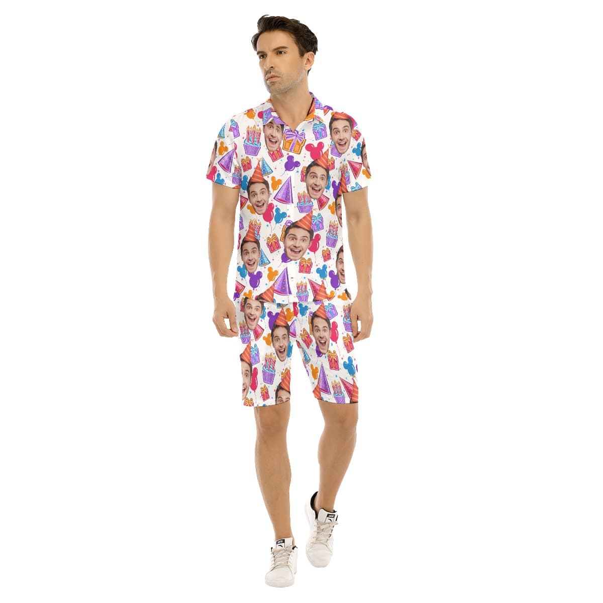 Men’s Happy Birthday Custom Face Hawaiian Shirt Set (1)