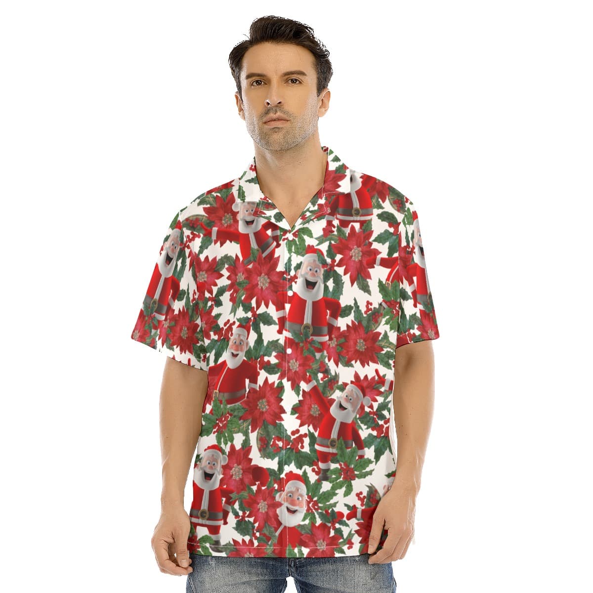 Men’s Happy Santa Christmas Hawaiian Shirt (1)