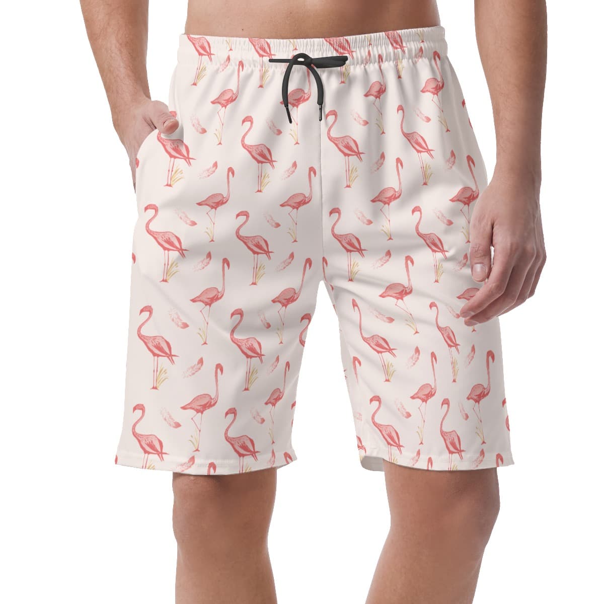 Men’s Lovely Flamingo Hawaiian Beach Shorts (1)