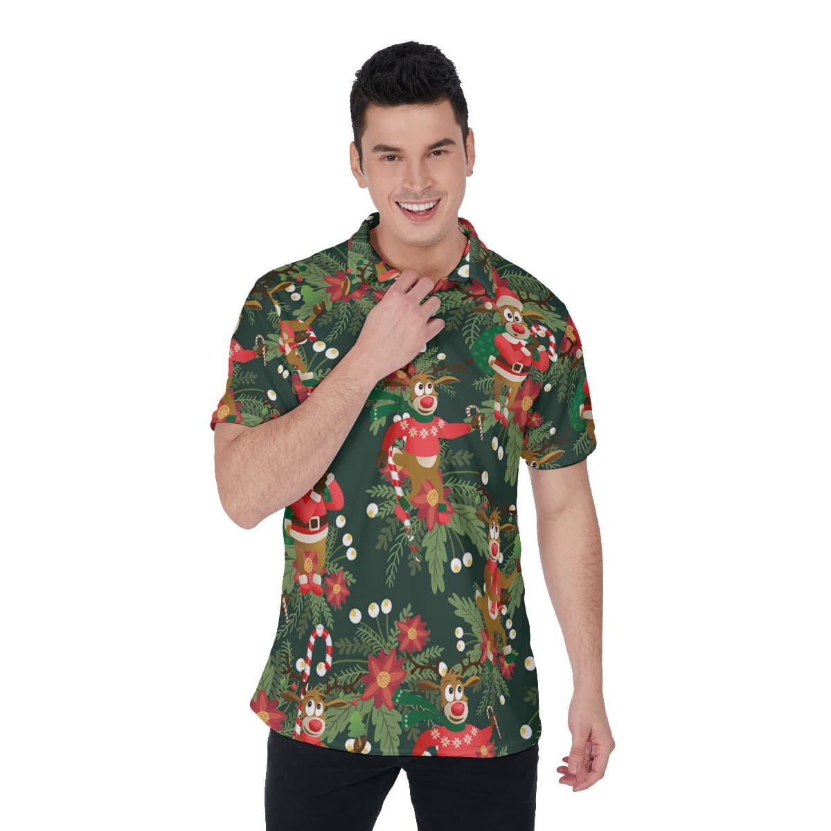 Men’s Reindeer Merry Christmas Hawaiian Shirt (1)