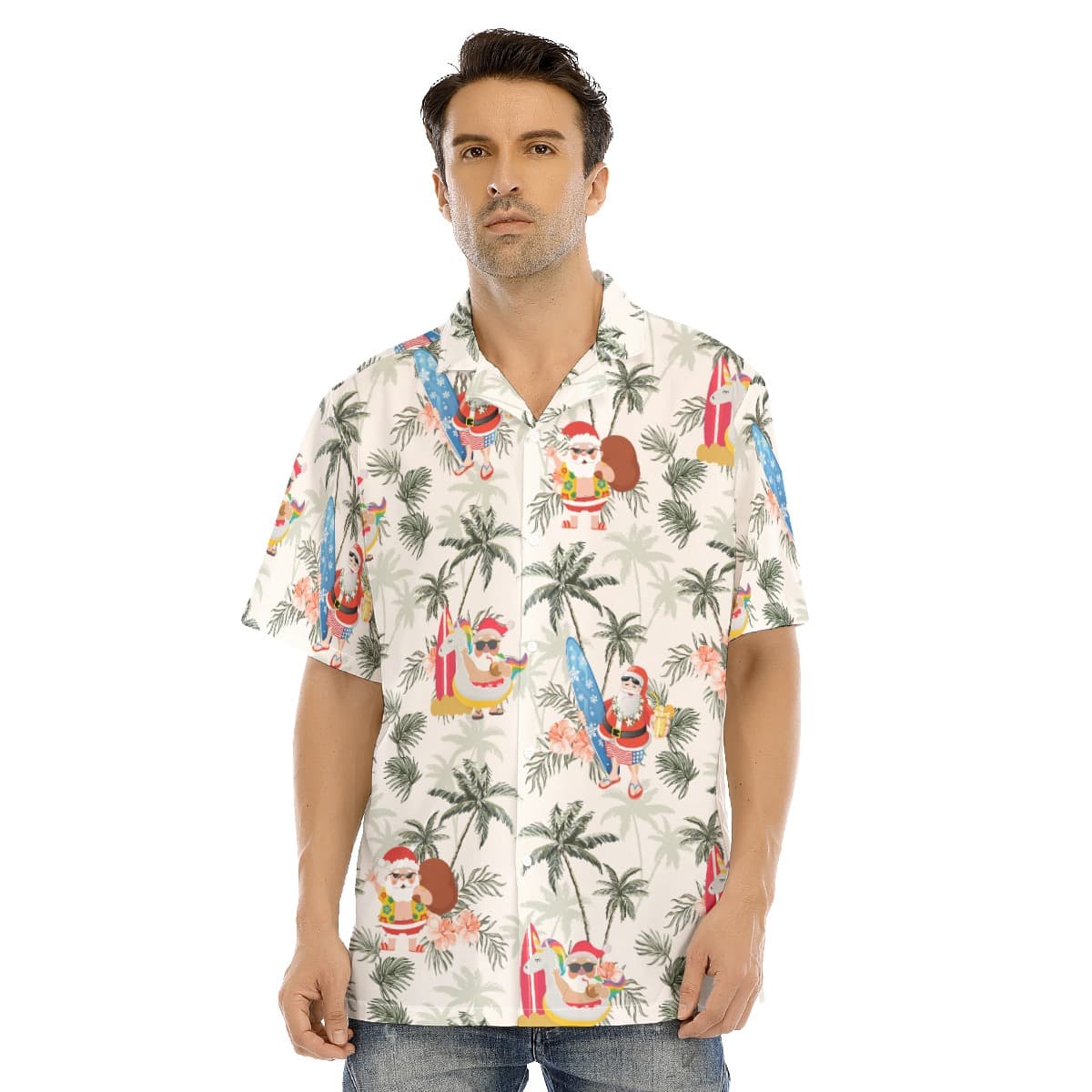 Men’s Santa On The Island Hawaiian Shirt (1)