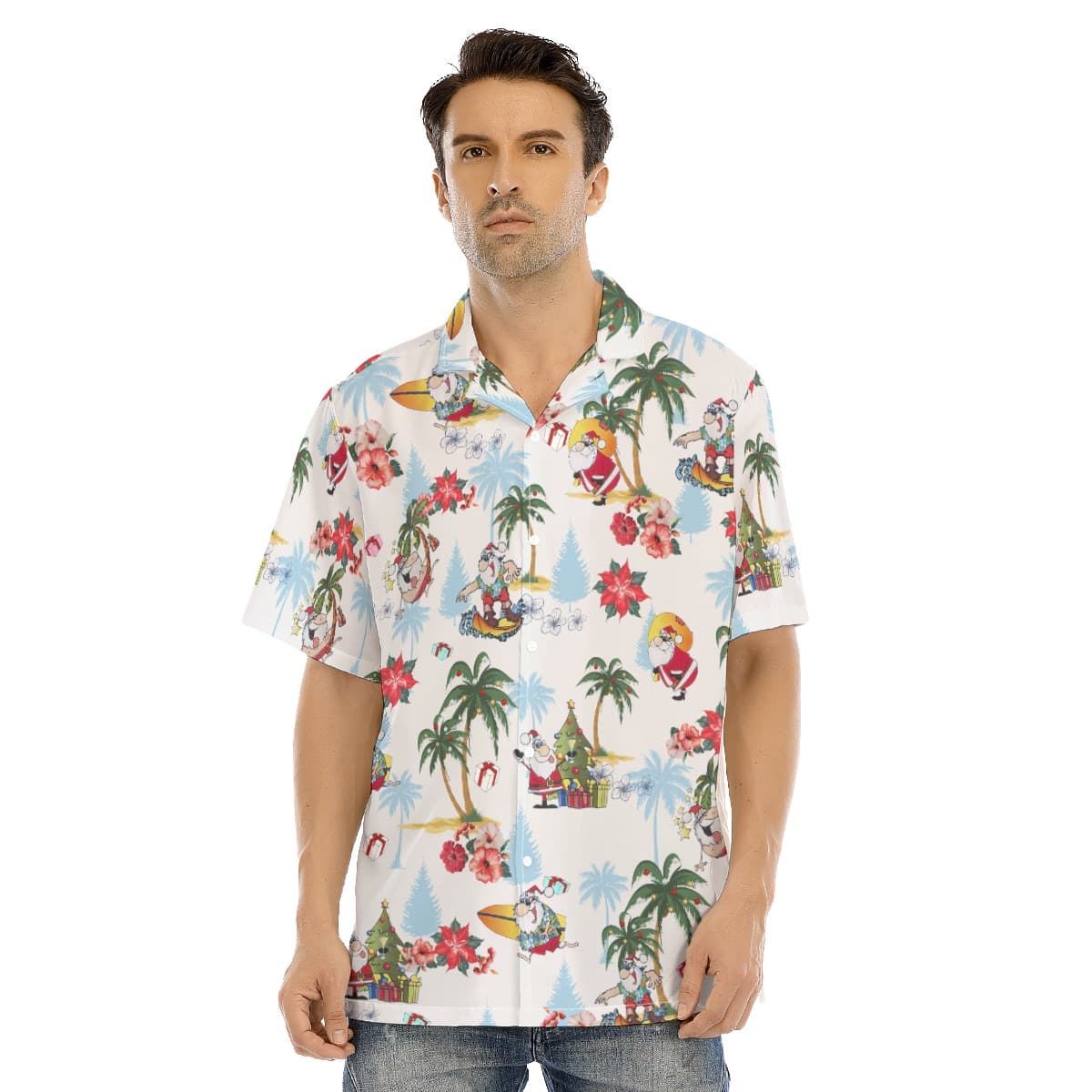 Men’s Summer Santa Merry Christmas Hawaiian Shirt (1)