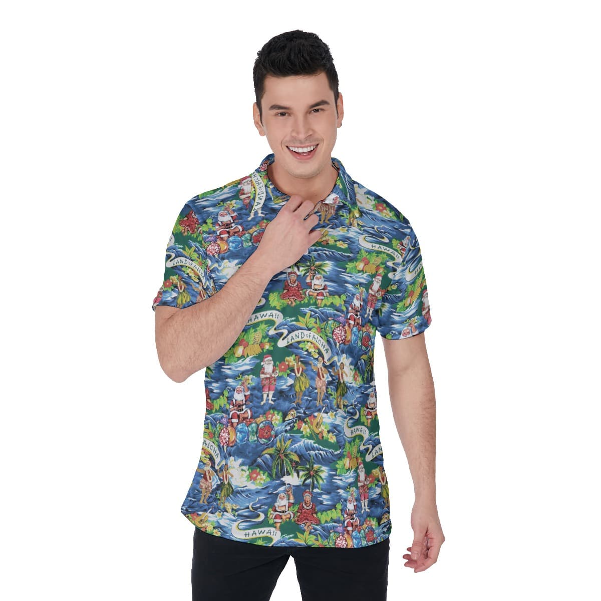 Men’s Tropical Christmas Island Polo Hawaiian Shirt (1)