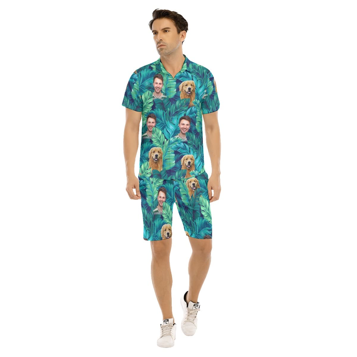 Men’s Tropical Custom Face Hawaiian Shirt Set (1)
