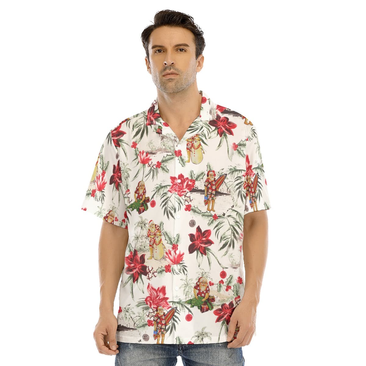 Men’s Tropical Island Christmas Hawaiian Shirt (1)