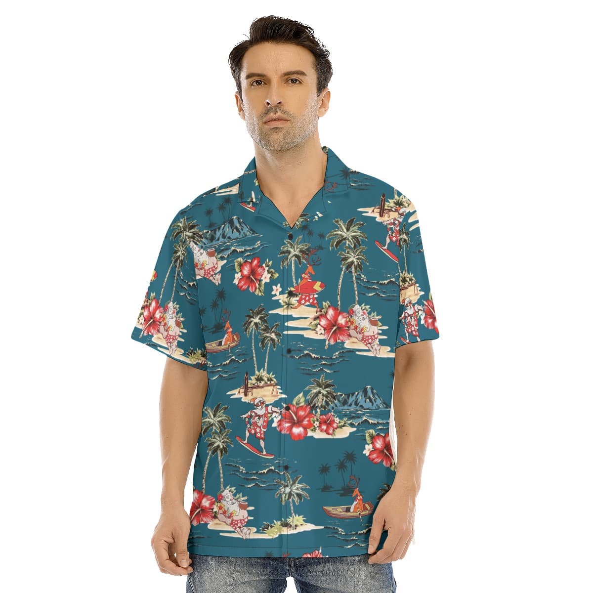 Men’s Tropical Santa On The Island Hawaiian Shirt (1)