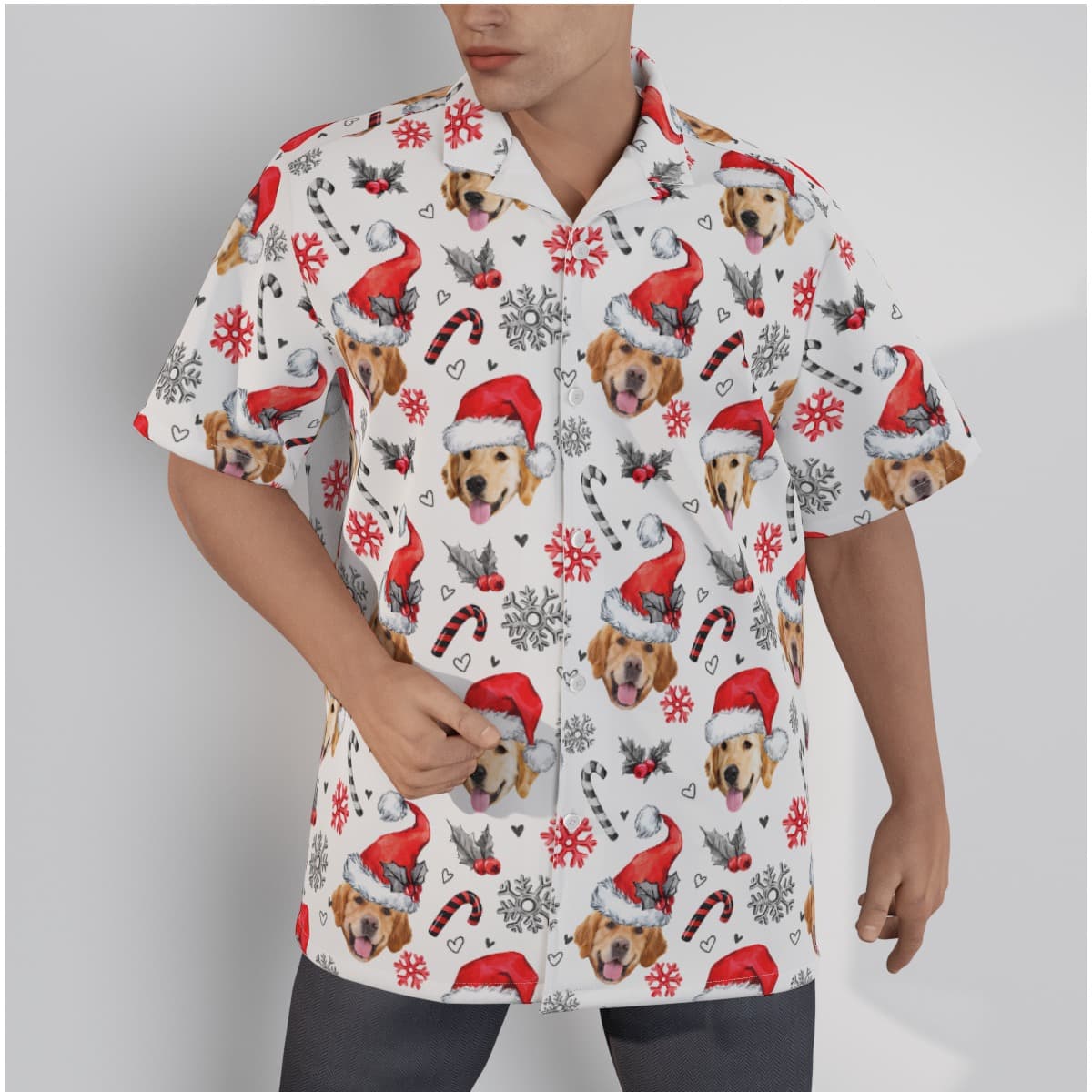 Men’s Unique Custom Christmas Hawaiian Shirt With Dog Face (1)