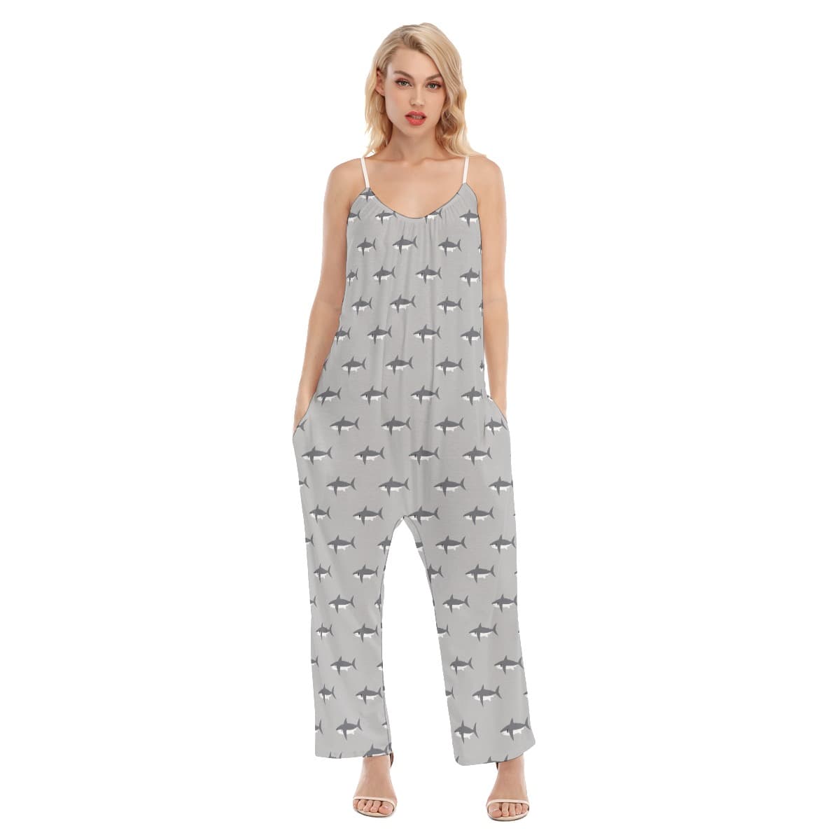 Mommy Shark Gray Hawaiian Jumpsuit For Women (1)