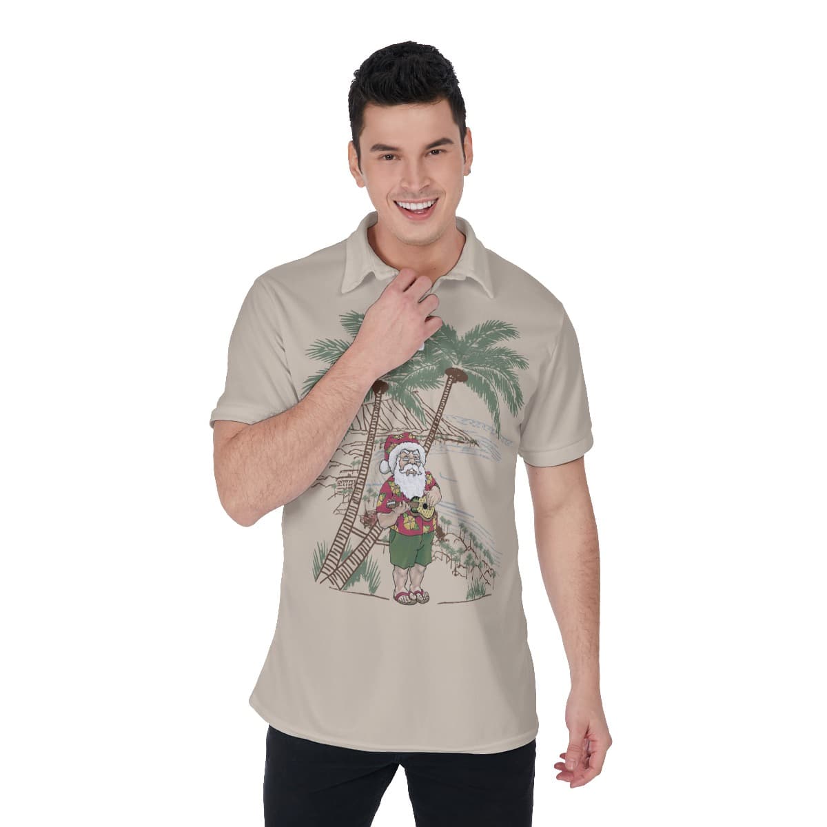 Musical Santa On The Island Polo Hawaiian Shirt For Men (1)