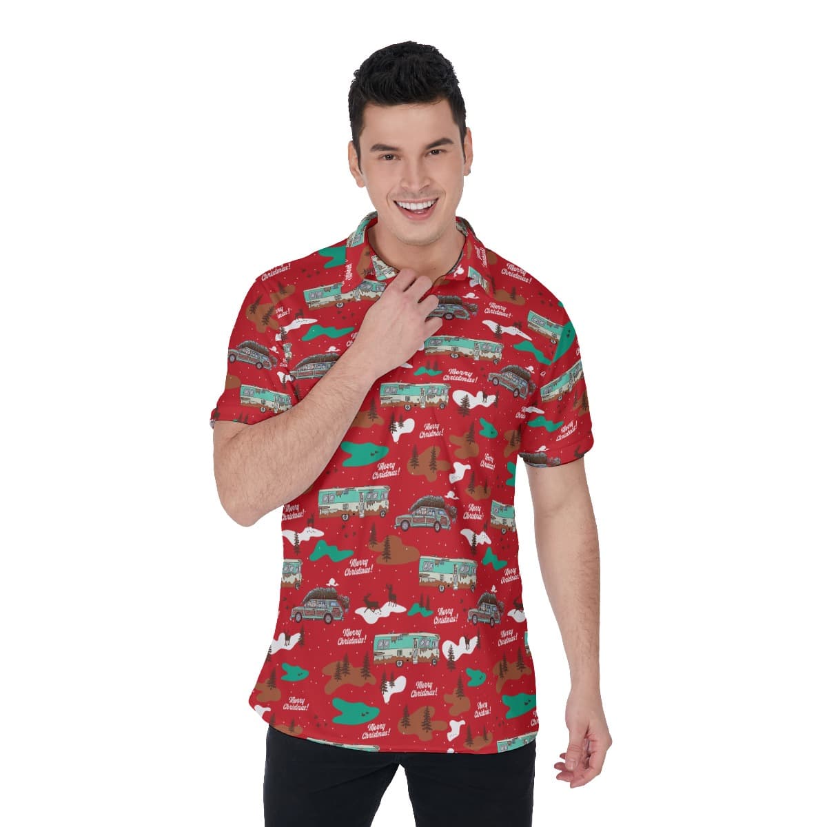 National Lampoons Christmas Hawaiian Polo Shirt For Men (1)