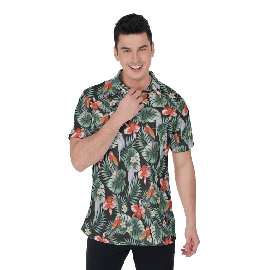 Parrot Tropical Polo Golf Shirt For Men (1)