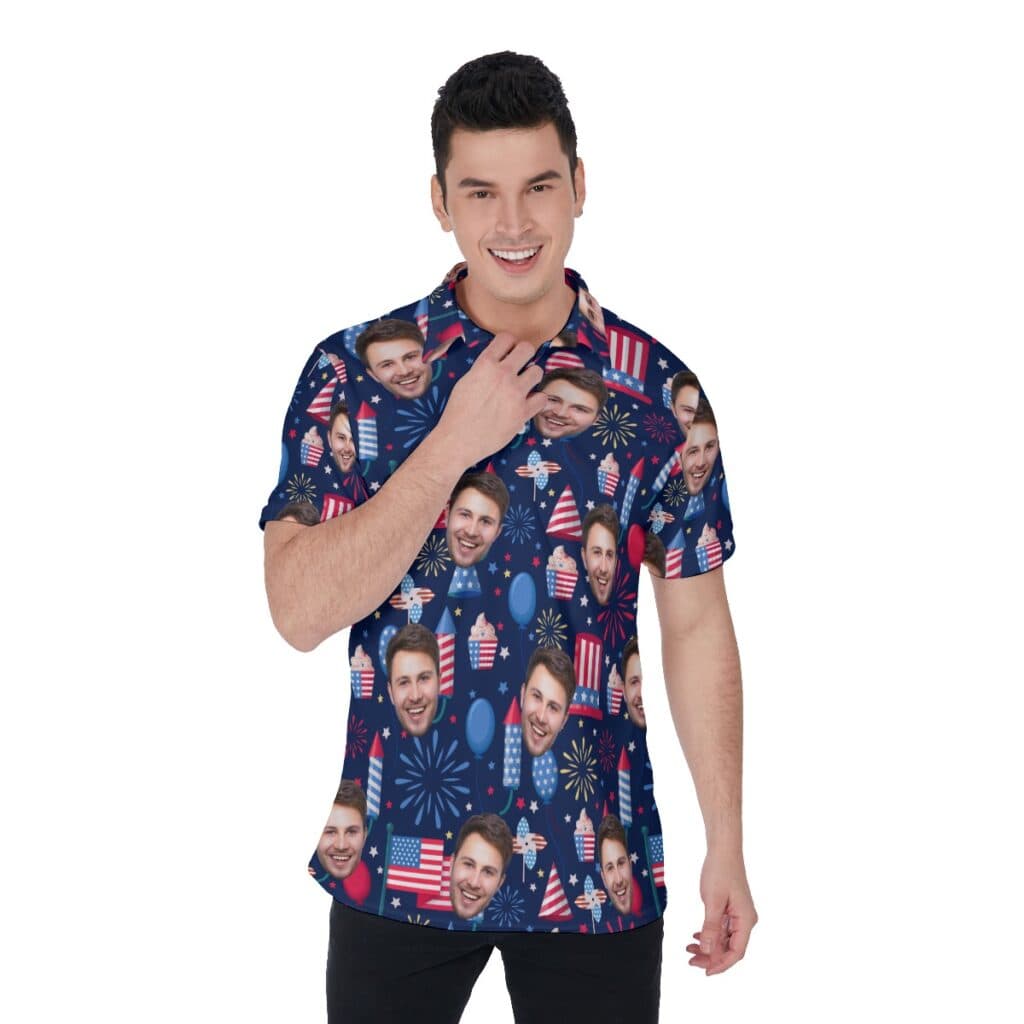 Patriotic Day Custom Face Men's Polo Shirt (1)