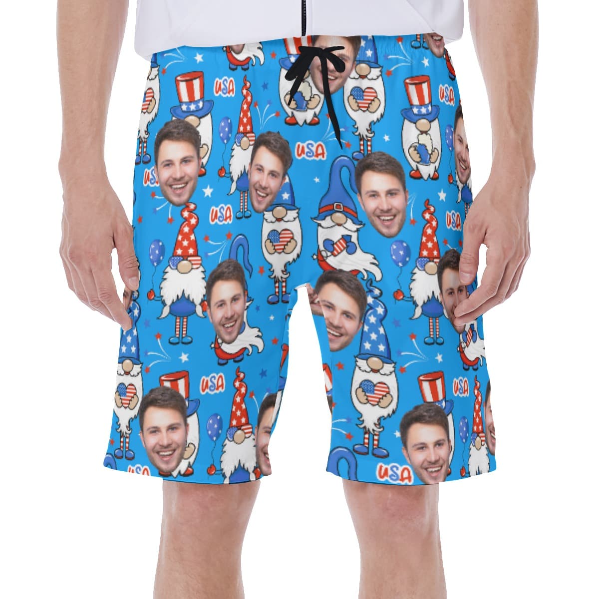 Patriotic Gnome Men's Shorts With Custom Face (1)