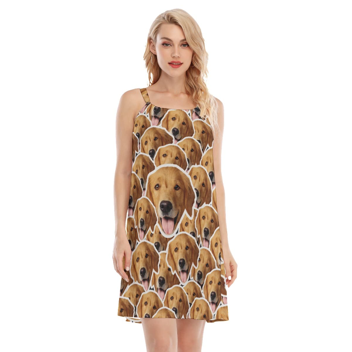 Personalized Hawaiian Cami Dress With Multiple Dog Faces (1)