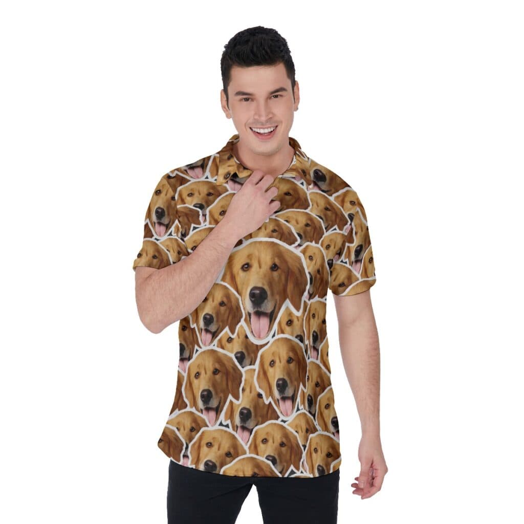 Personalized Hawaiian Polo Shirt With Multiple Dog Faces