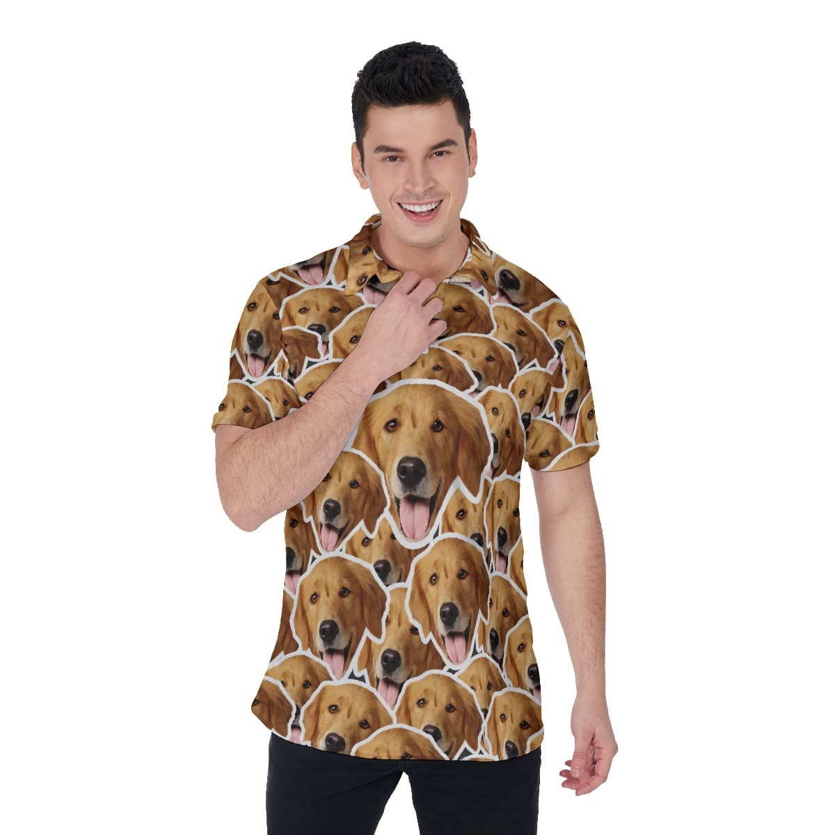 Personalized Hawaiian Polo Shirt With Multiple Dog Faces