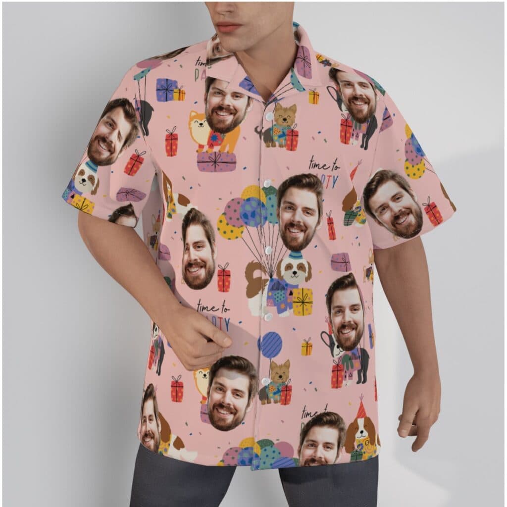 Pet Paw Custom Face Birthday Hawaiian Shirt (1)