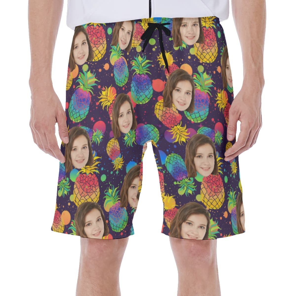 Pineapple Colorful Men's Custom Face Hawaiian Shorts (5)