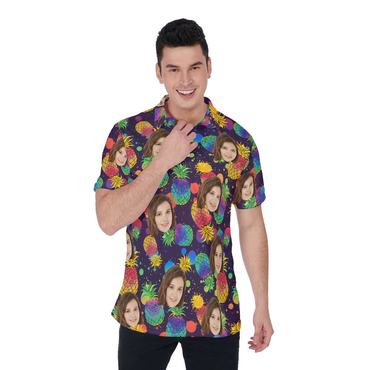 Pineapple Colorful Polo Shirt With Multi Faces (1)