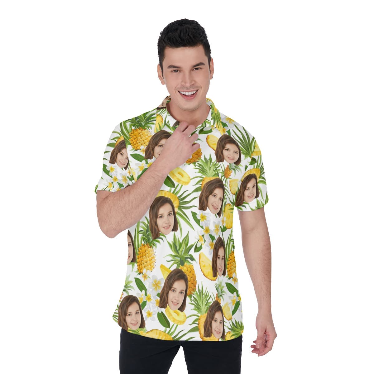 Pineapple Custom Tropical Collar Shirt With Face (1)