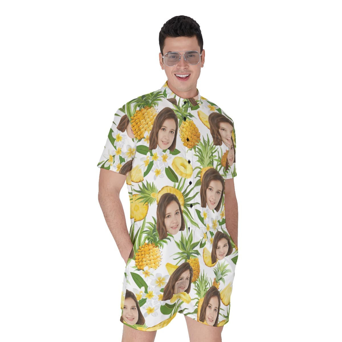 Pineapple Custom Tropical Men's Romper With Face (1)
