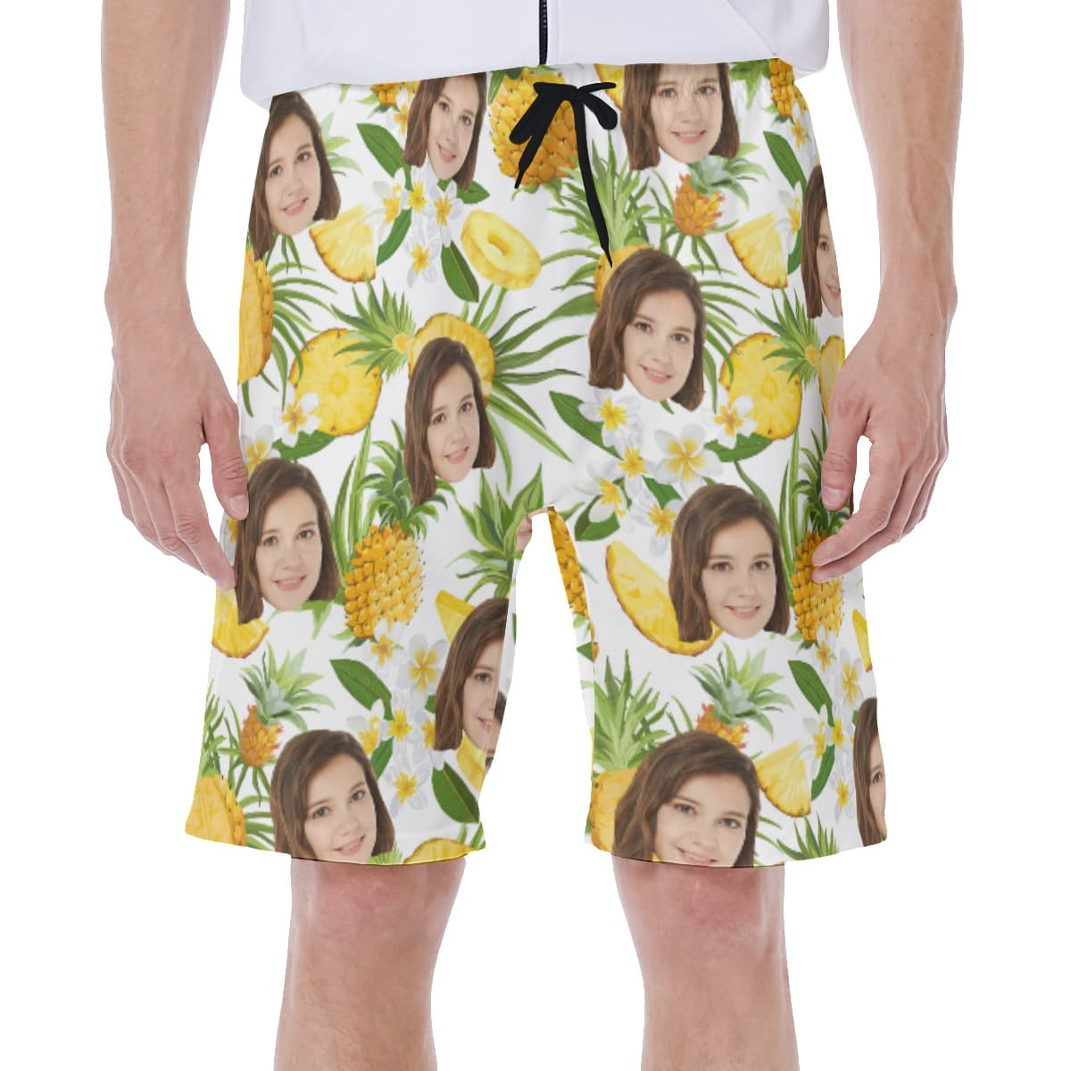 Pineapple Custom Tropical Men's Swim Trunks With Face (1)
