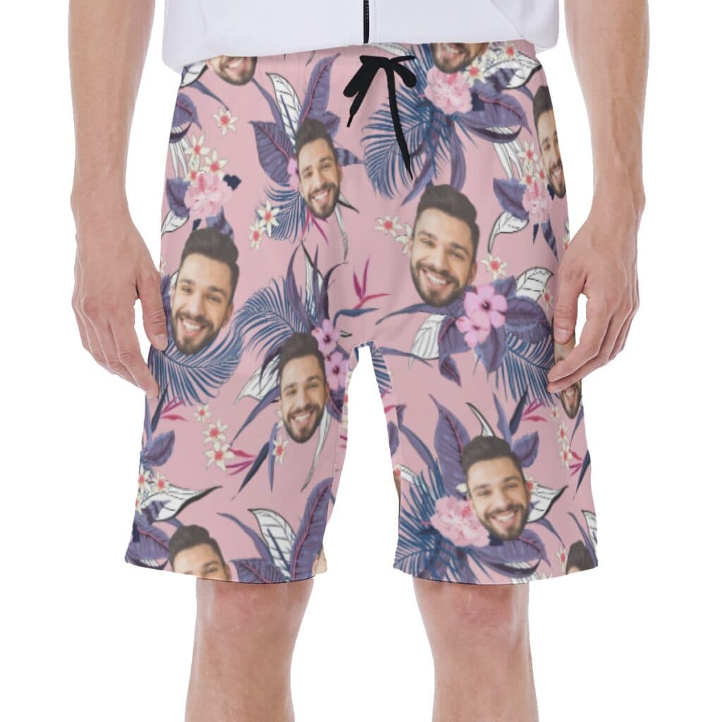 Pink Floral Men's Swim Trunks (1)