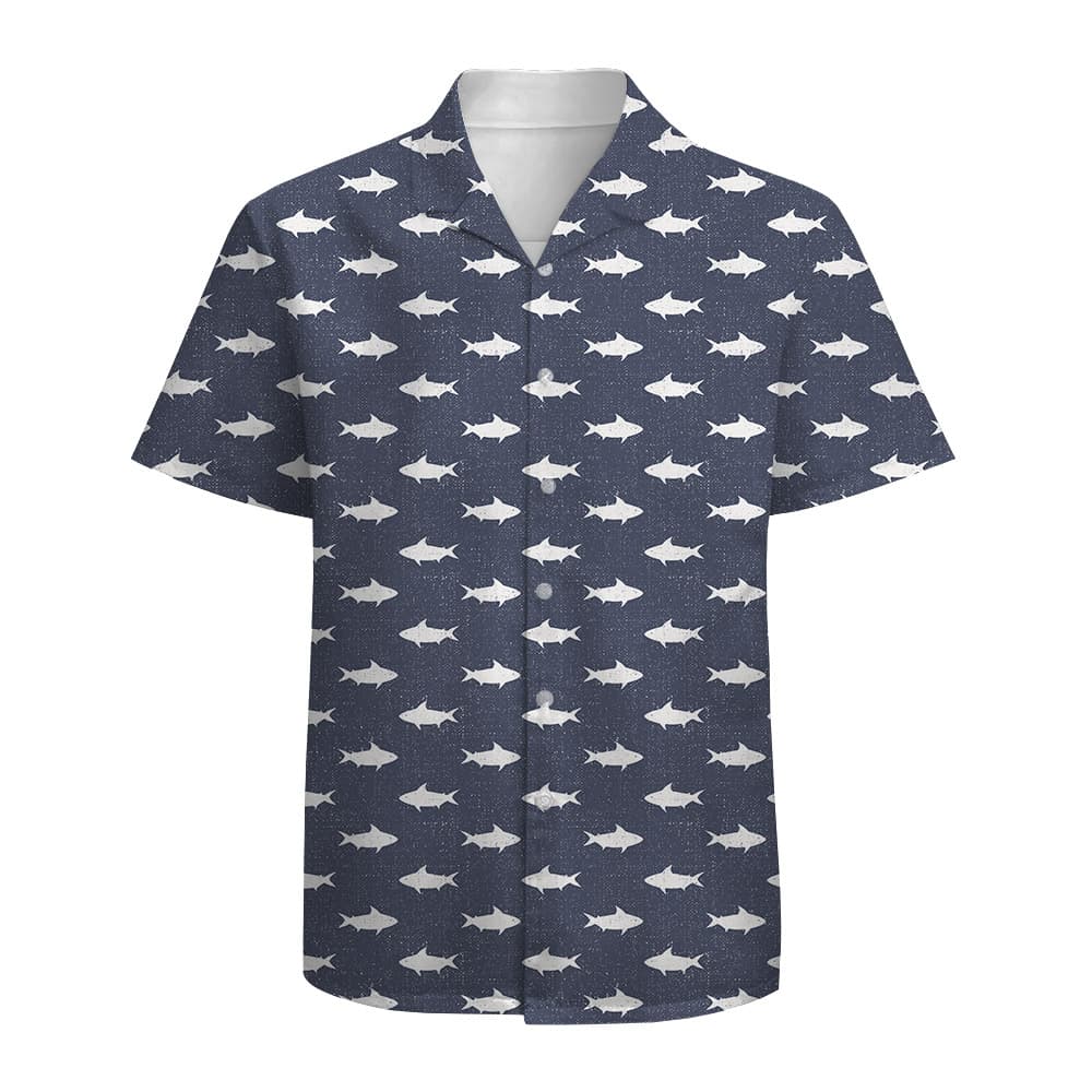 Shark Hawaiian Shirt Navy Blue (1)