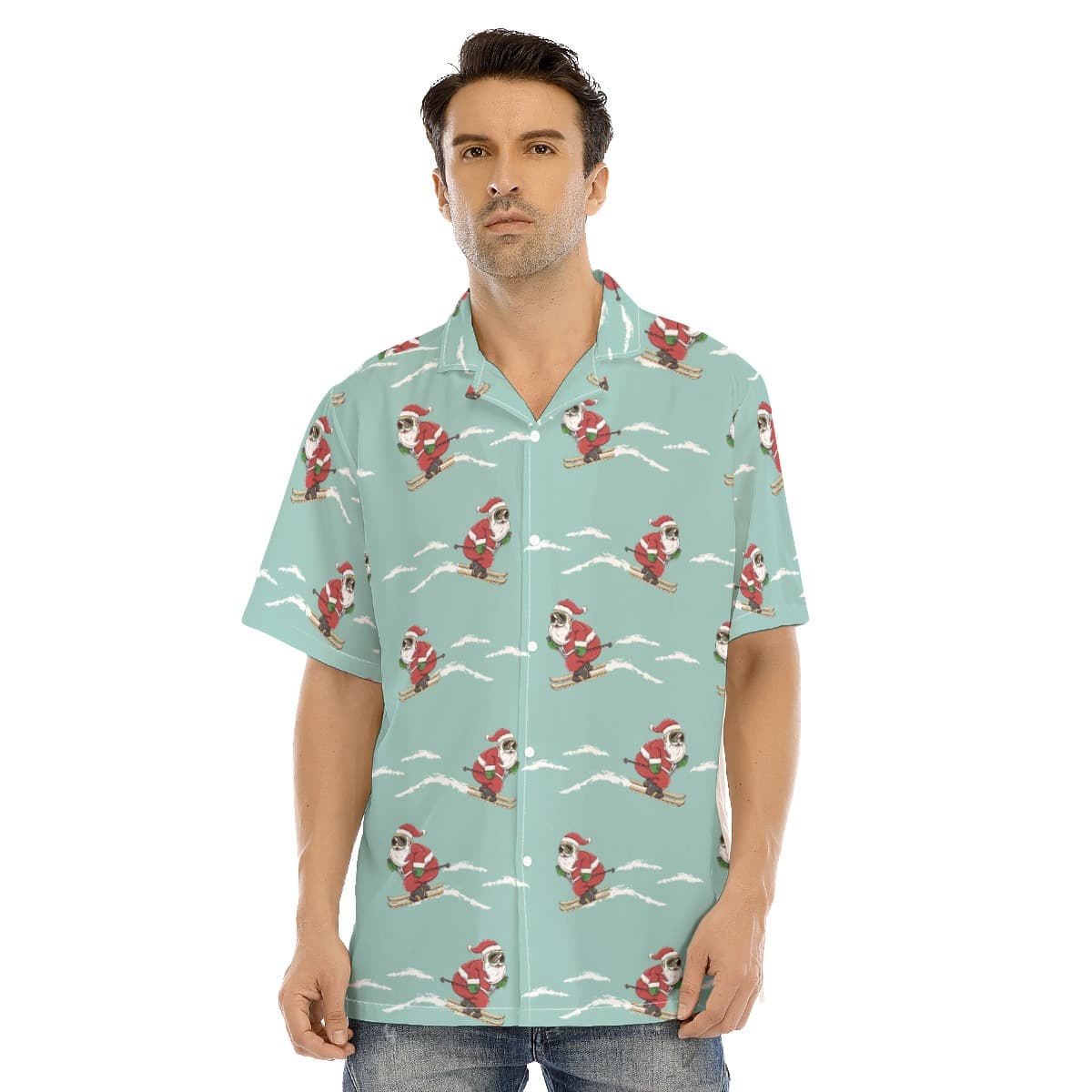Sporty Santa Claus Hawaiian Shirt For Men (1)