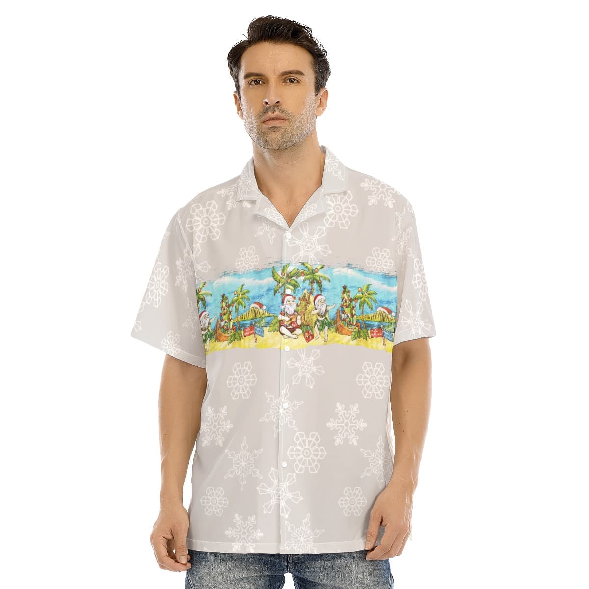 Summer Santa White Hawaiian Shirt For Men (1)