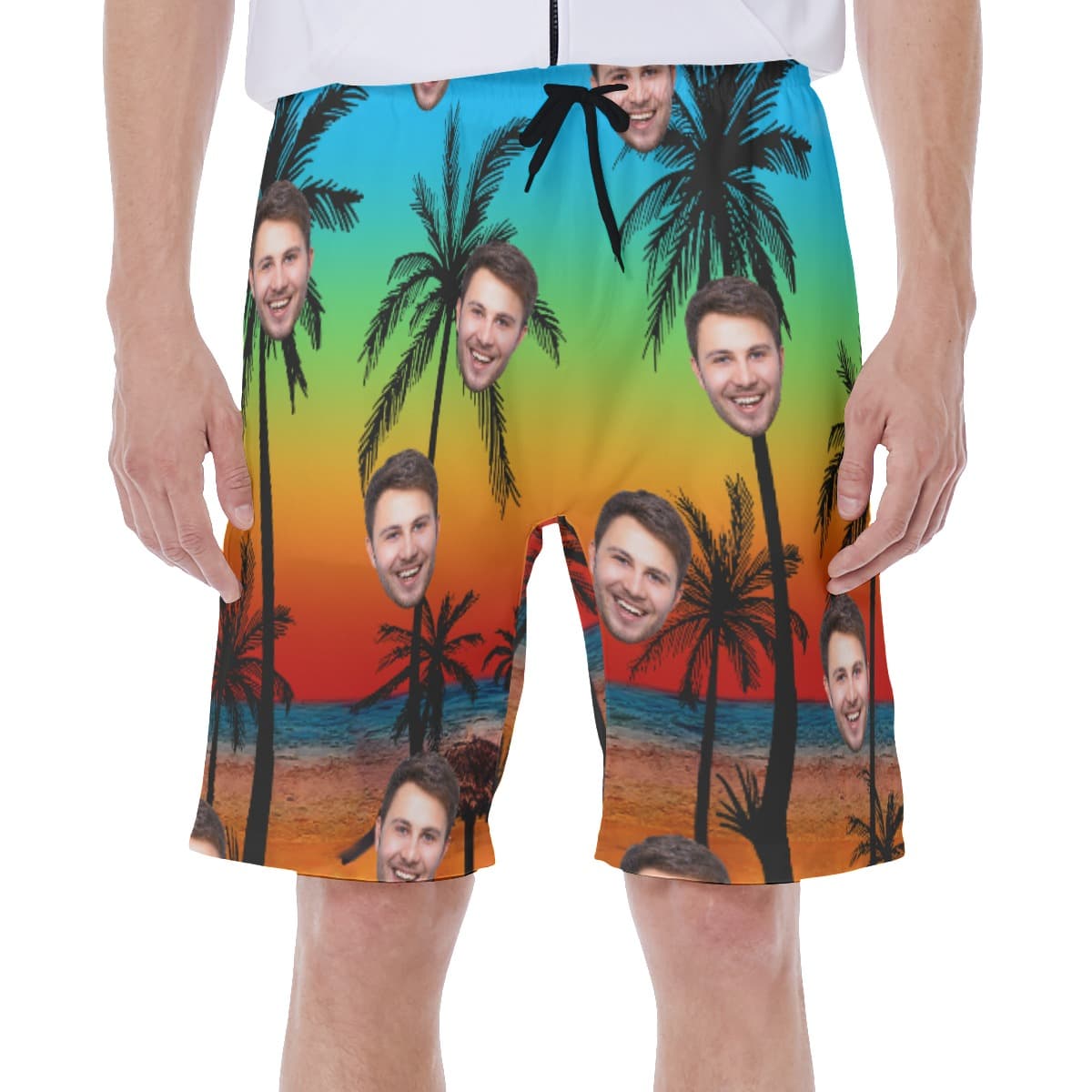 Sunset Beach Custom Face Hawaiian Shorts For Men (1)
