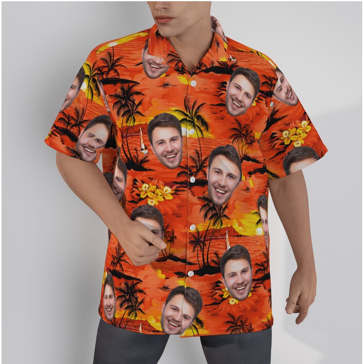 Sunset Beach Hawaiian Shirt With Custom Face (1)
