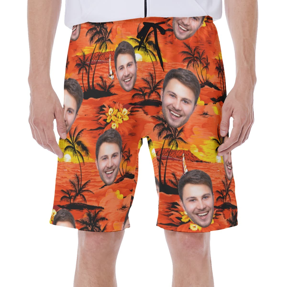 Sunset Beach Men's Shorts With Custom Face (1)