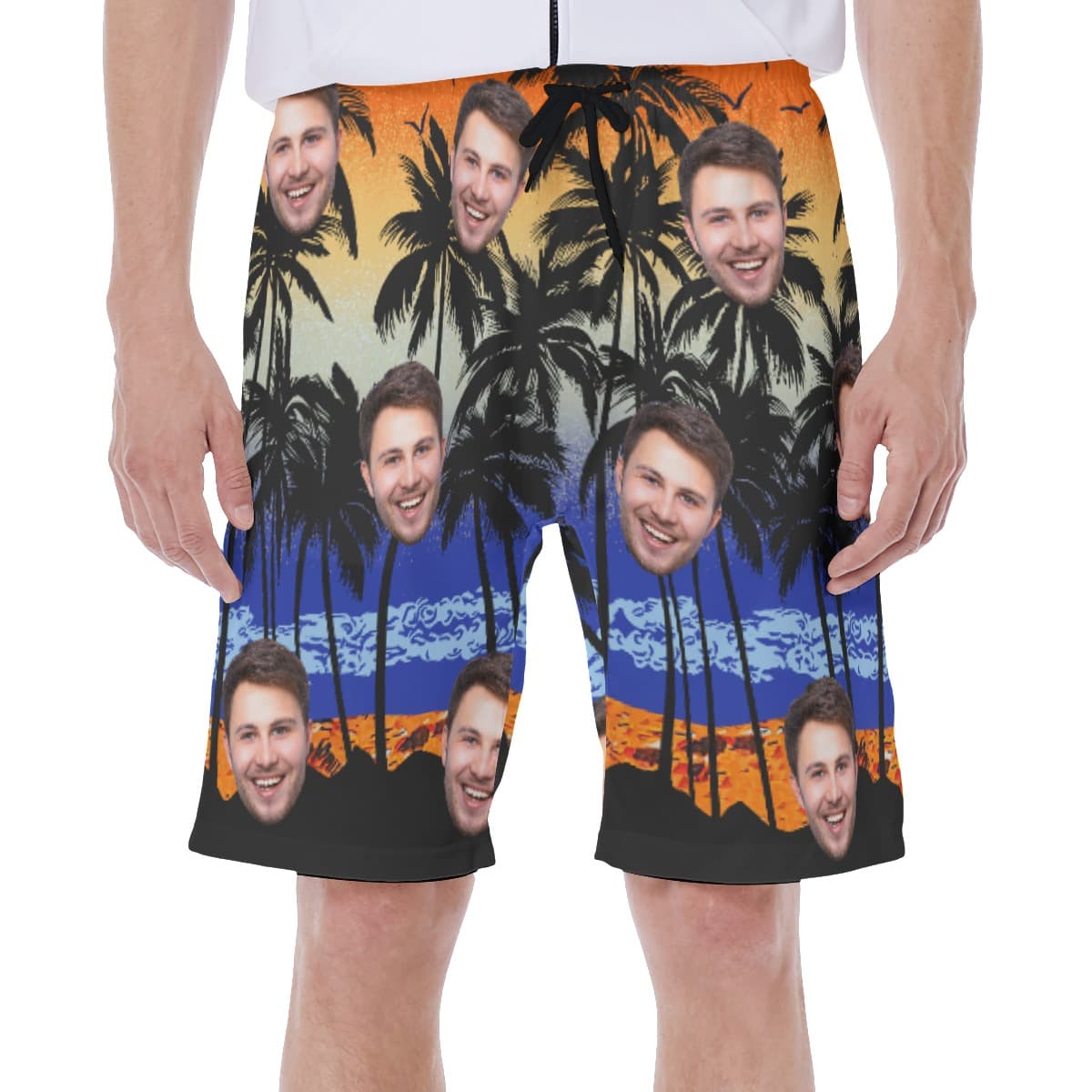 Sunset Palm Tree Custom Face Men's Shorts (1)