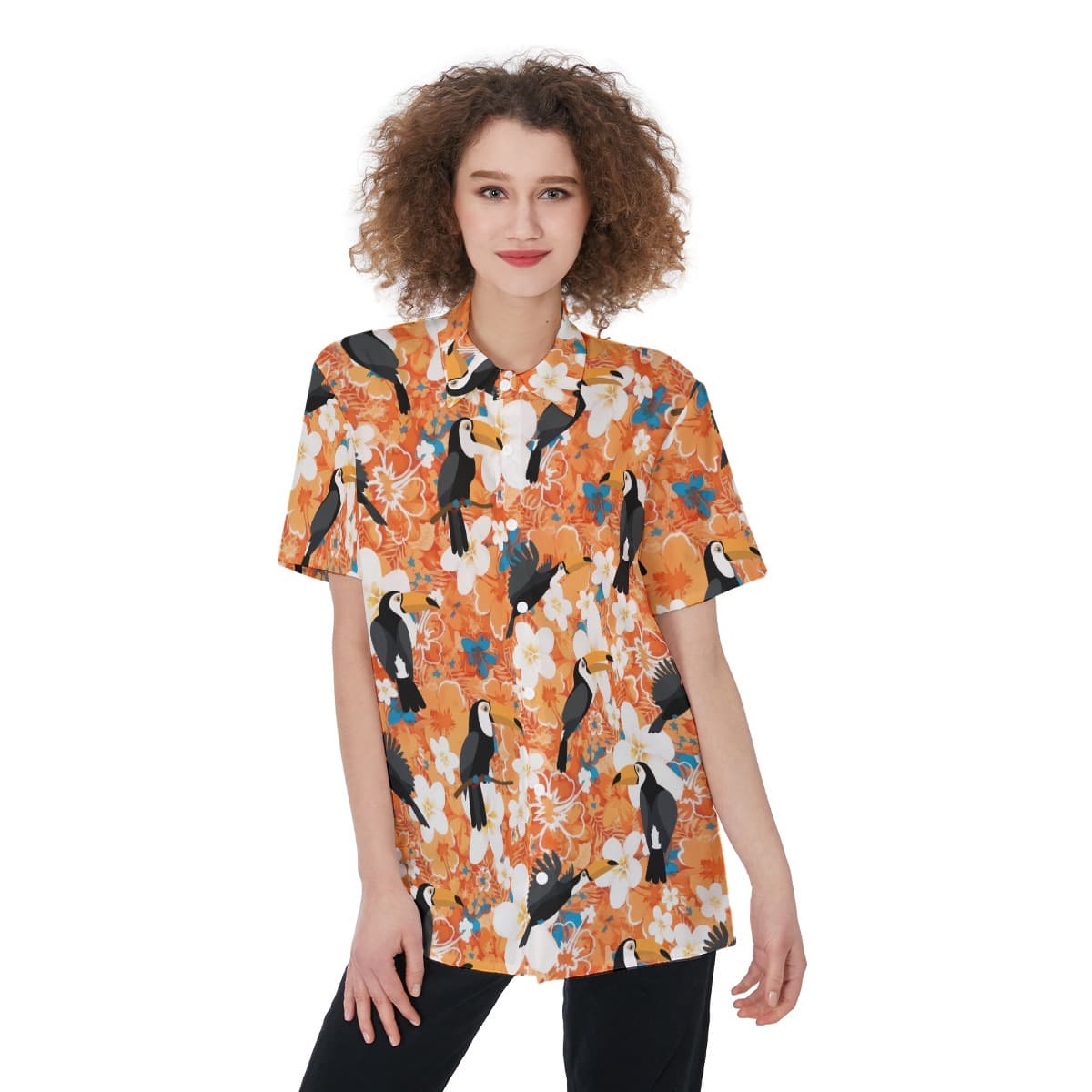 Toucan Floral Aloha Shirt For Women
